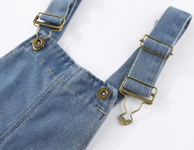 Peacolate 5-12 Years Girls' Denim Overall Set Long Sleeve T-Shirt & Jean Bib Overalls Stylish 2pcs Outfit for Kids Teens - Image 4